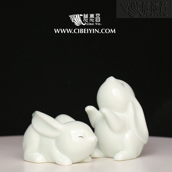 Zen Tea Pets - "Happiness & Joy" A Pair of Rabbits