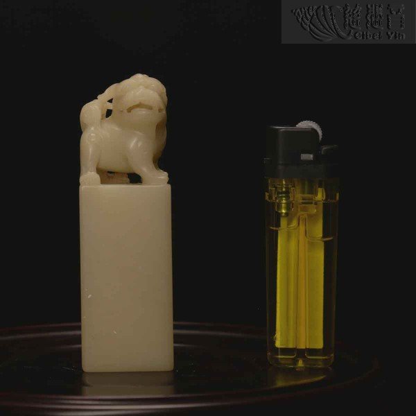 Shoushan Furong Stone Lucky Animal Button Square Seal -1006