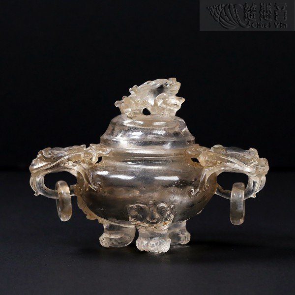 A Rock Crystal "Dragon" Tripod Censer and Cover (18th Century)