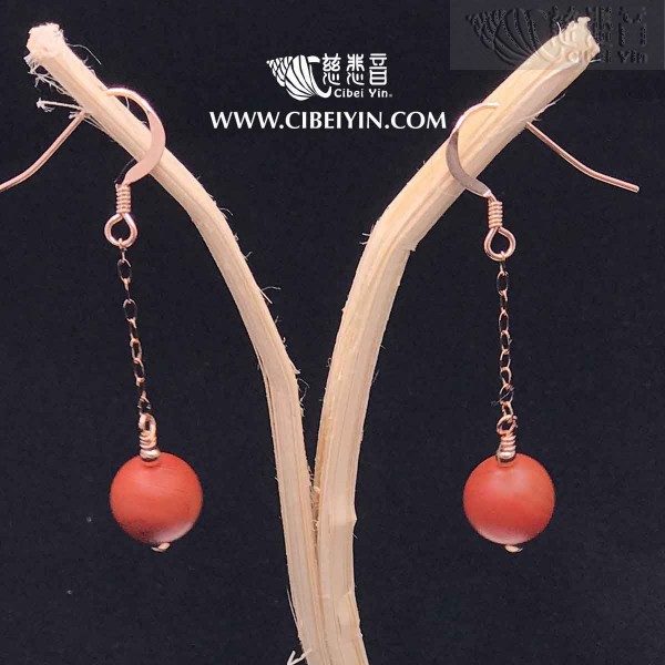 Collect blessings-South Red Agate earrings-Matte Long (Rose Gold)