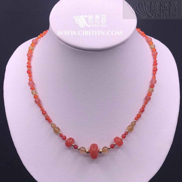 Turn the stone into gold--South Red Agate Necklace (GF Gold)