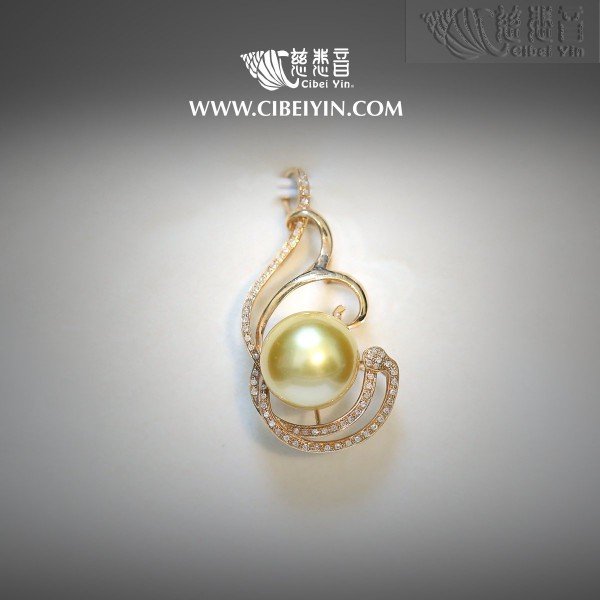 Wealth and good fortune Golden Sea Pearl 18K Pendant-57