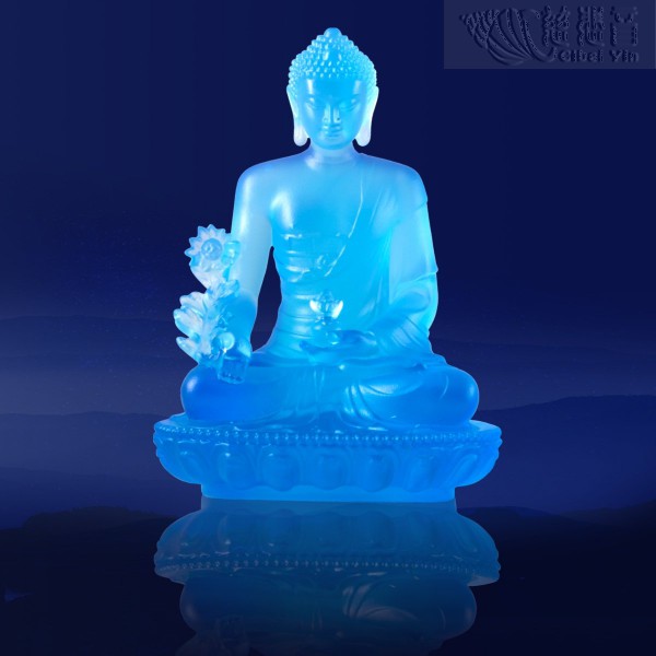 Divine Glazed Crystal Medicine Buddha Statue- Azure(Big)