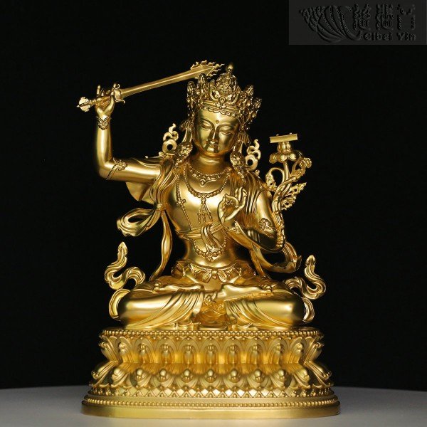 "Great Wisdom" Manjushri Statue - Gold Painted（20CM)