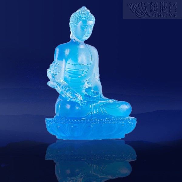Divine Glazed Crystal Medicine Buddha Statue- Azure(Small)
