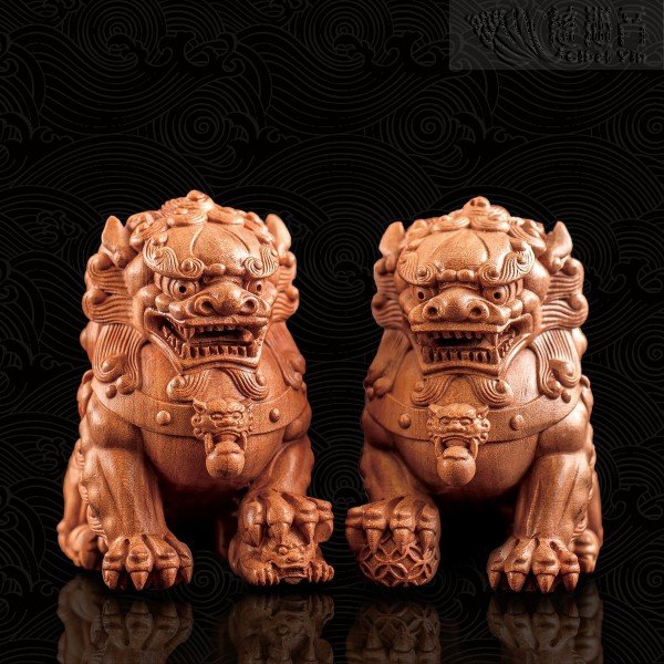 Handheld Wooden Auspicious Lion