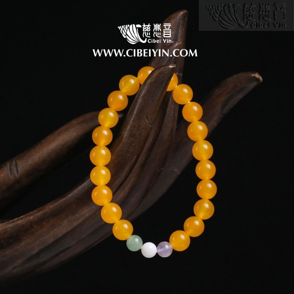 "Turning Point" Golden Silk Jade and Colorful Fluorite Bracelet (8mm)
