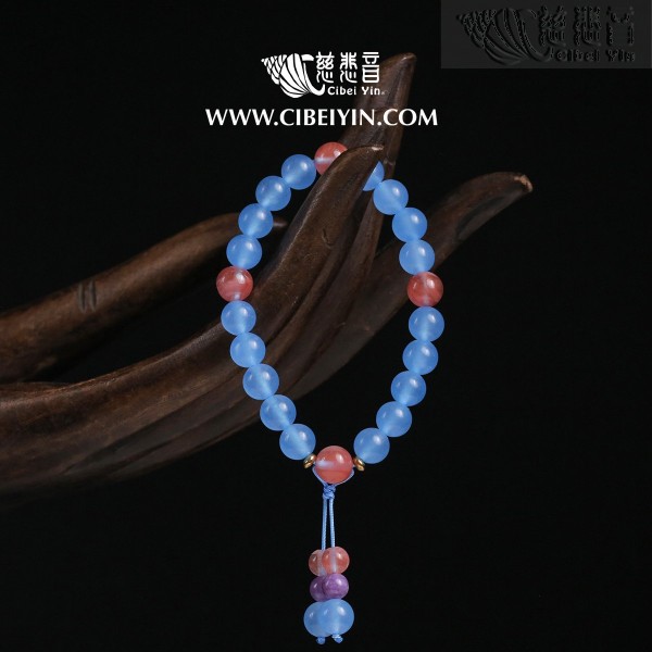 "Harmonious Connections" Aquamarine and Crystal Bracelet (8mm)