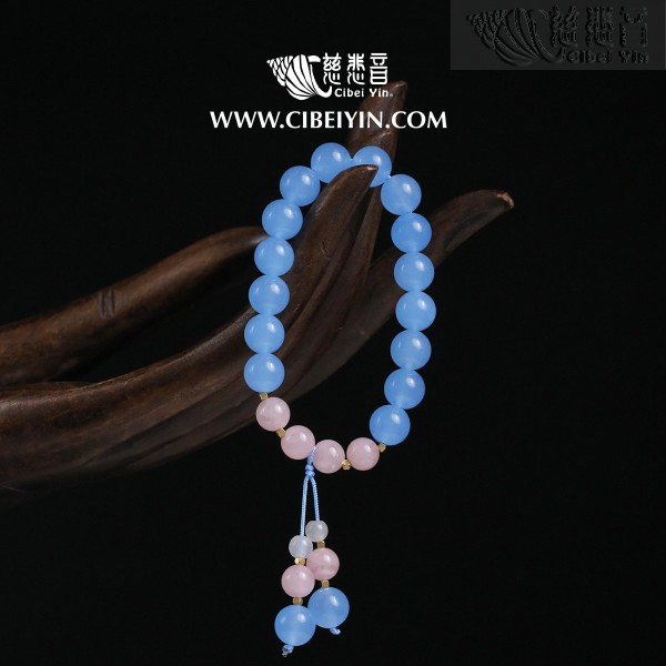 "Harmonious Connections" Aquamarine and Crystal Bracelet (10mm)