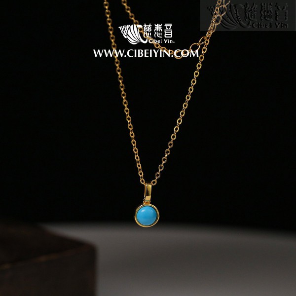 “Lucky Charm” Turquoise Pendant Silver Necklace