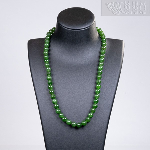 Hetian Jade Necklace （Green）-8mm