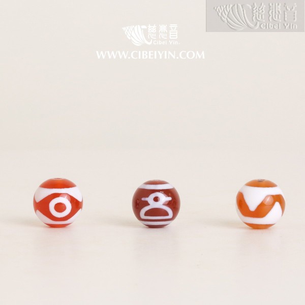 Dzi Bead (Round/Red) – 15 mm – Random Shipment