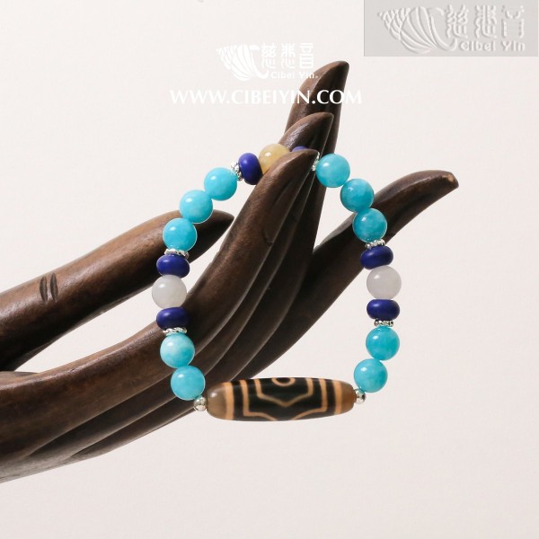 Three-Eyed Dzi Bead Bracelet – 38 mm – Random Shipment