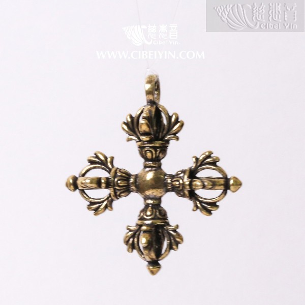 Brass Cross Vajra Pendant (40×35 mm)