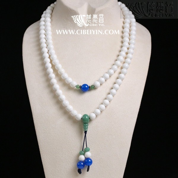 Milky White Tridacna 108 Prayer Beads - 8mm -10