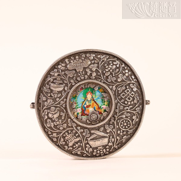 Round Tibetan Silver Amulate Box