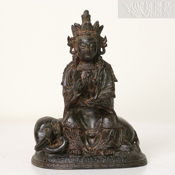 Yuan Dynasties Gilt Bronze Samantabhadra ridding a elephant Statue