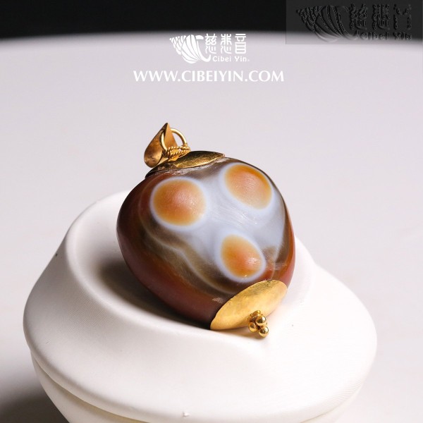 Natural Three-Eyed Dzi Bead King-5