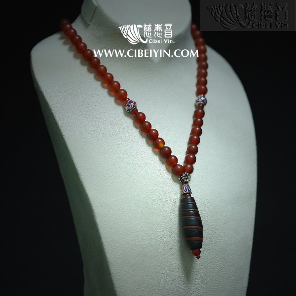 OLD Glazed Crystal Necklace 407-3