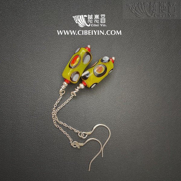 Yellow Color Glazed Crystal Earrings 17-2