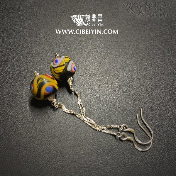 Yellow Color Glazed Crystal Earrings 418-5