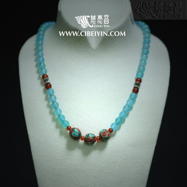 Turquoise Red Orb Necklace 428-2