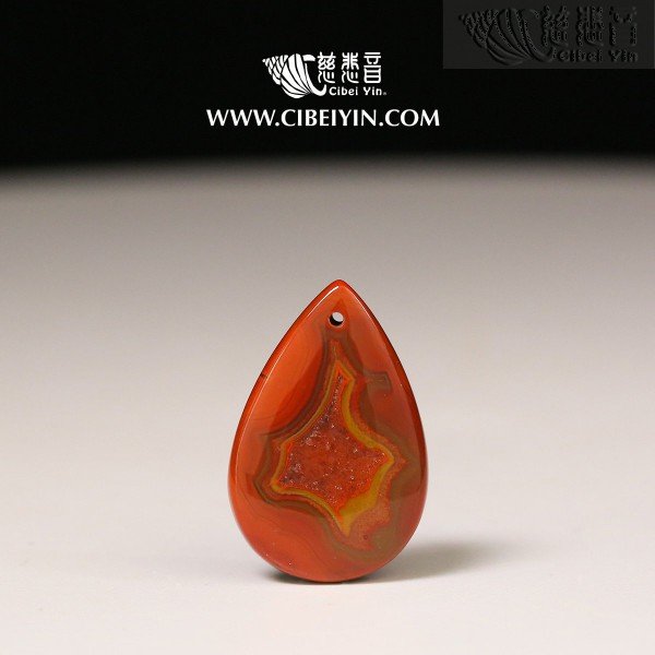 "Bodhi Leaf"True Fire Stone Pendant-5-006