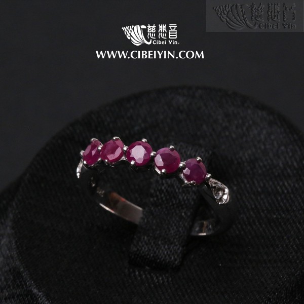 Five Blessings Arrive - Ruby Silver Ring (Size 7.25)
