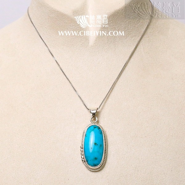 Natural Turquoise Silver Pendant-188