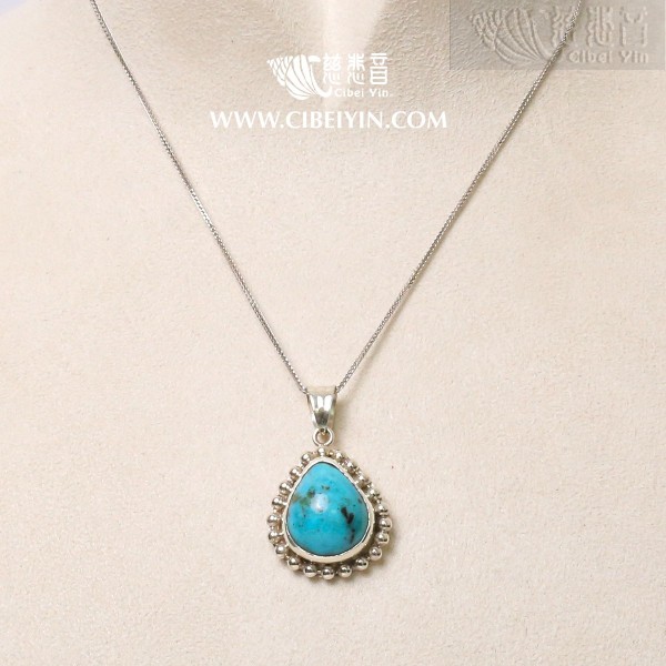 Natural Turquoise Silver Pendant-265