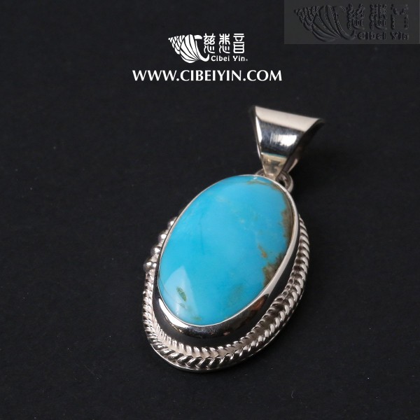 Natural Turquoise Silver Pendant-922
