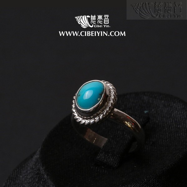 Natural Turquoise Silver Ring-990 (Size 6.5)