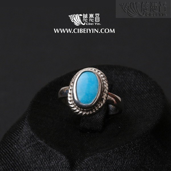 Natural Turquoise Silver Ring-998 (Size 6.5)