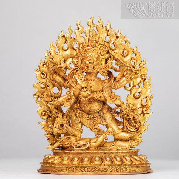 Gold Plated on Bronze Statue of Mahakala