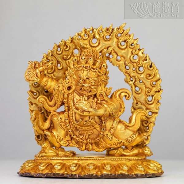 Gold Plated on Bronze Statue of Mahakala