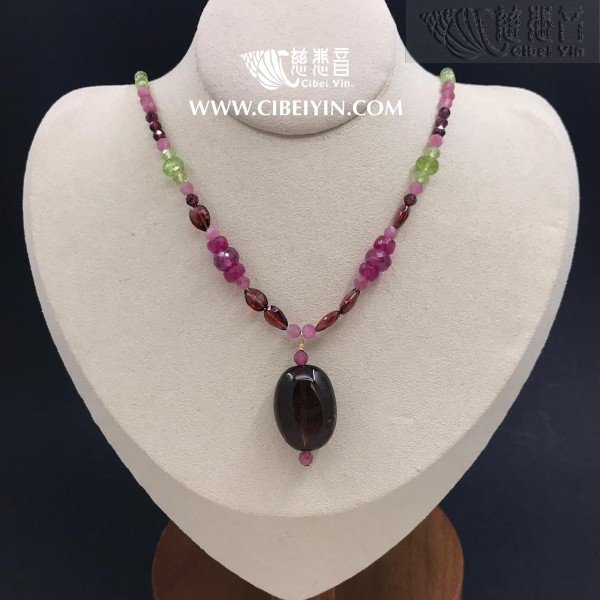 "Rhythm of wisdom" Deep Purple Tourmaline Necklace