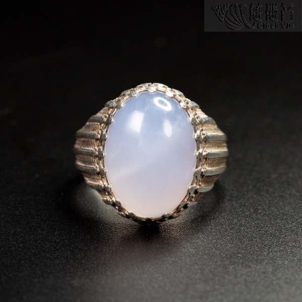 Natural Blue Chalcedony Silver Ring (Extra Large) -808