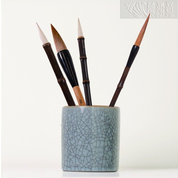 Pale Blue Iron Crackle Glaze Brush Pot (Large)