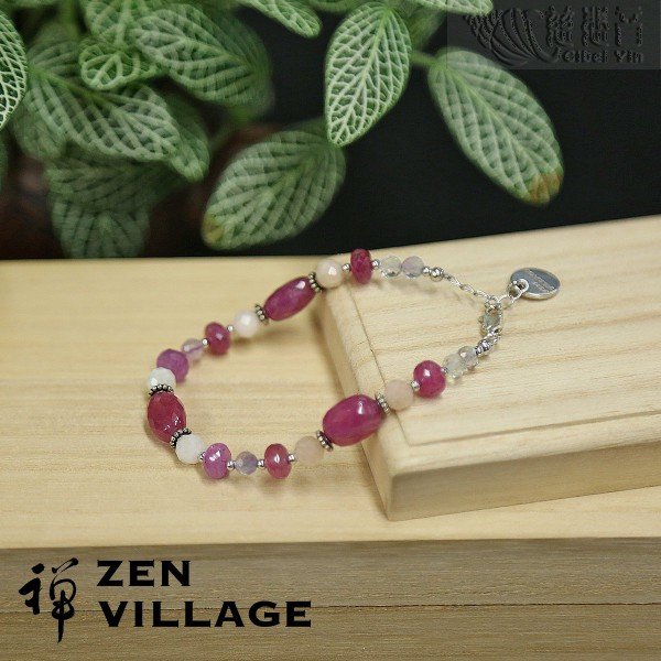 Collection happiness  Fancy sappire fluorite morganite 925 silver bracelet