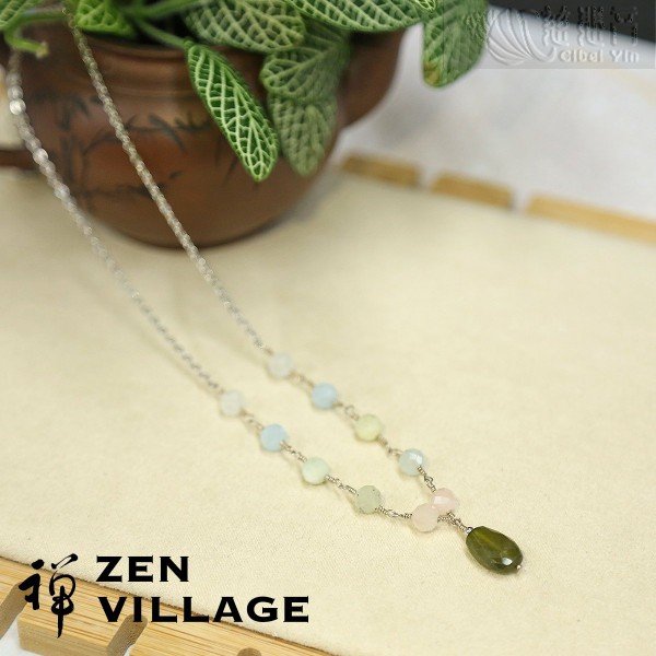 Connected with good luck-Fancy sapphire morganite 925 silver necklace