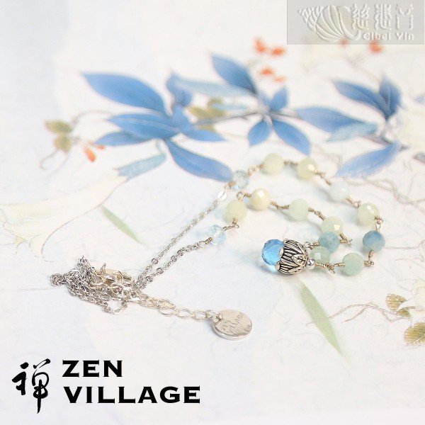Swiss blue topaz aquamarine morganite 925 silver necklace
