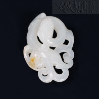 Qing Dynasty 19th Century Suet White Jade Chilong Pendant