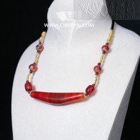  "Longevity and blessings continue"Horn-Shaped Dzi Bead- Special Grade A Necklace-14
