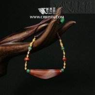 "Changing Opportunities"Horn-Shaped Dzi Bead- Special Grade  Necklace-02