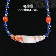 "Pure Realm"Horn-Shaped Dzi Bead- Special Grade  Necklace-03
