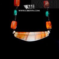 "Yuanbao ingot"Horn-Shaped Dzi Bead- Special Grade  Necklace-04