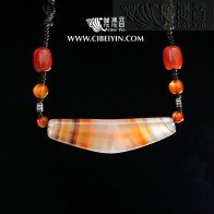 "Transparent"Horn-Shaped Dzi Bead- Special Grade  Necklace-06