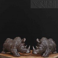 A pair of copper armor rhinoceros ornament--- bronze