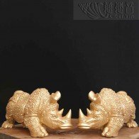 A pair of copper armor rhinoceros ornament---golden
