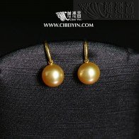 Golden sea pearl 18K earrings-E